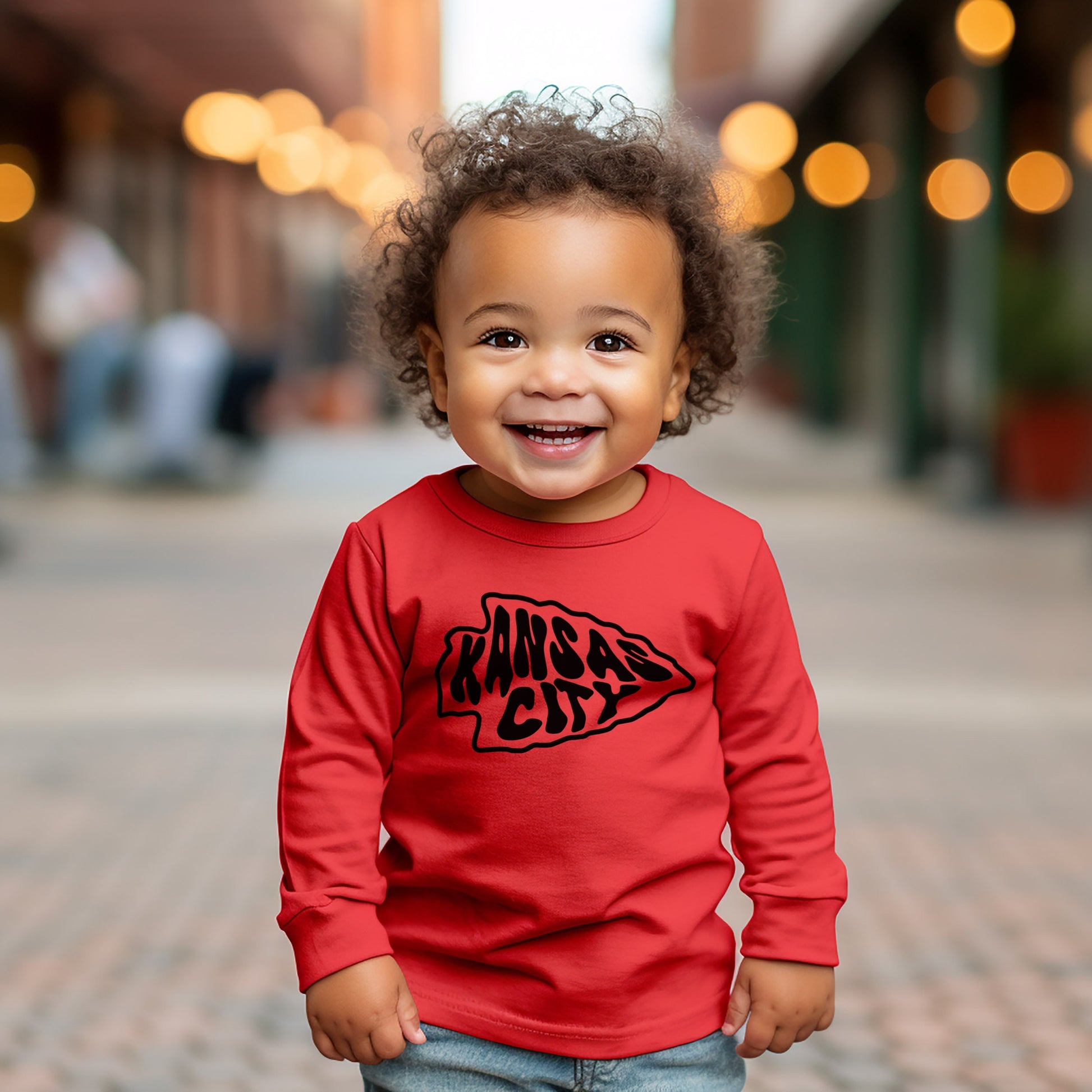 Toddler Youth Kansas City Retro Arrowhead | Red Sweatshirt Long & Short Sleeve T-Shirt | Perfect for Game Day! | Soft!