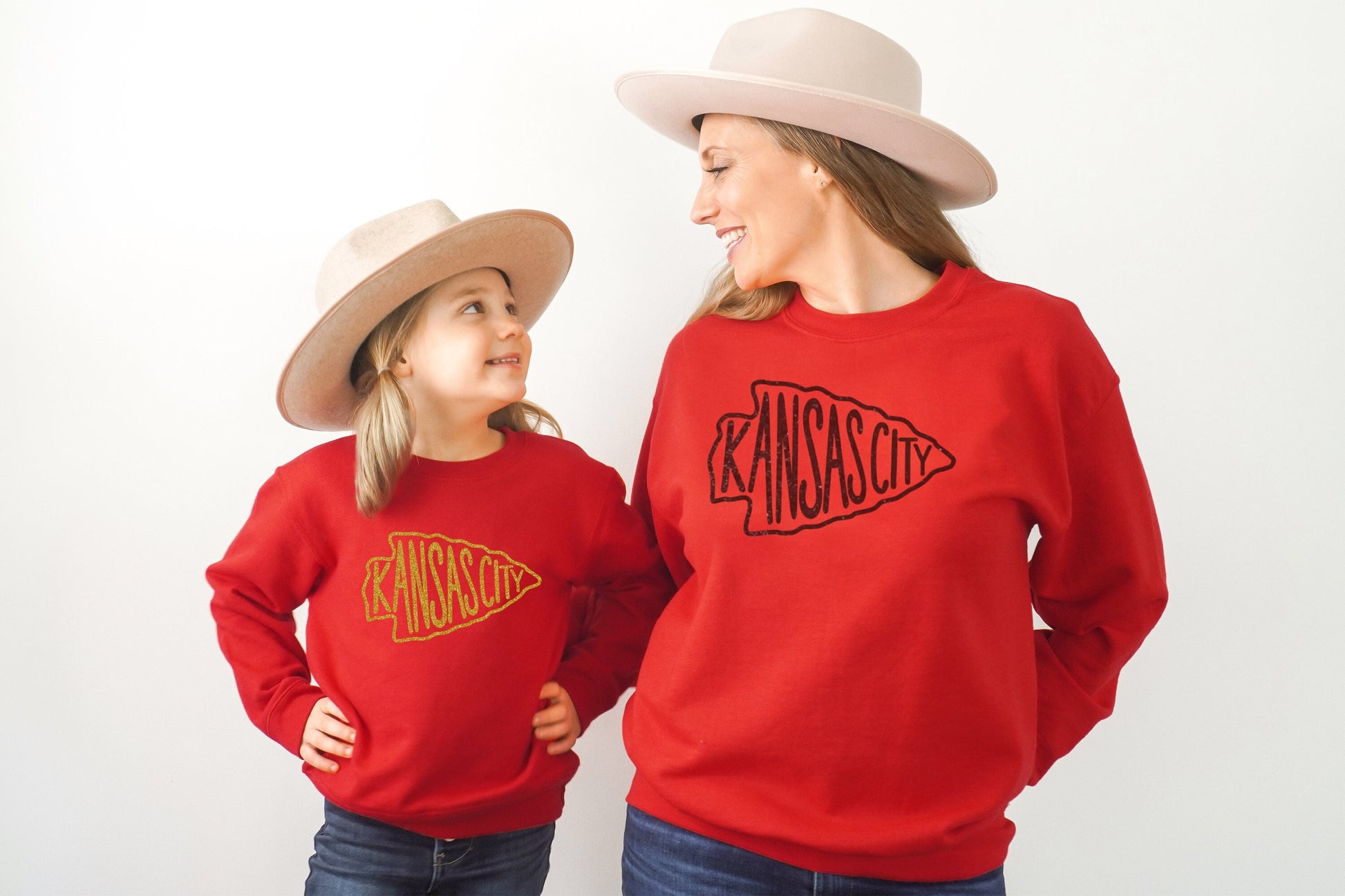 MADE IN KC Toddler & Mommy Kansas City Arrowhead Red Sweatshirt | Perfect for Game Day! | Soft!