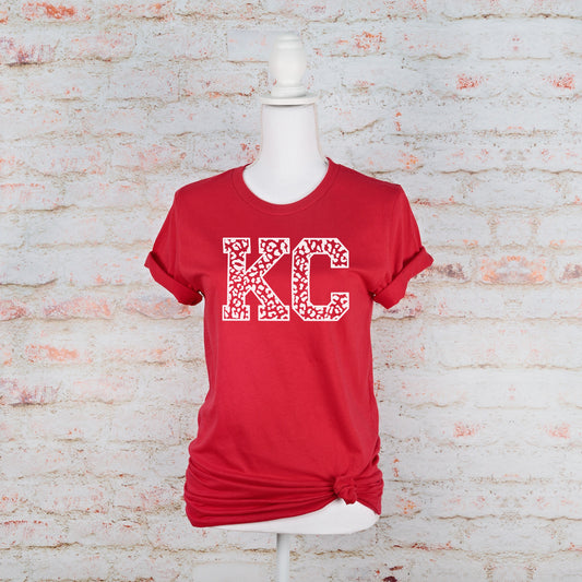 Pick Design Color Kansas City Leopard / Cheetah | Red T-Shirt or Sweatshirt | Made here in KC! | Perfect for Game Day! | Soft!