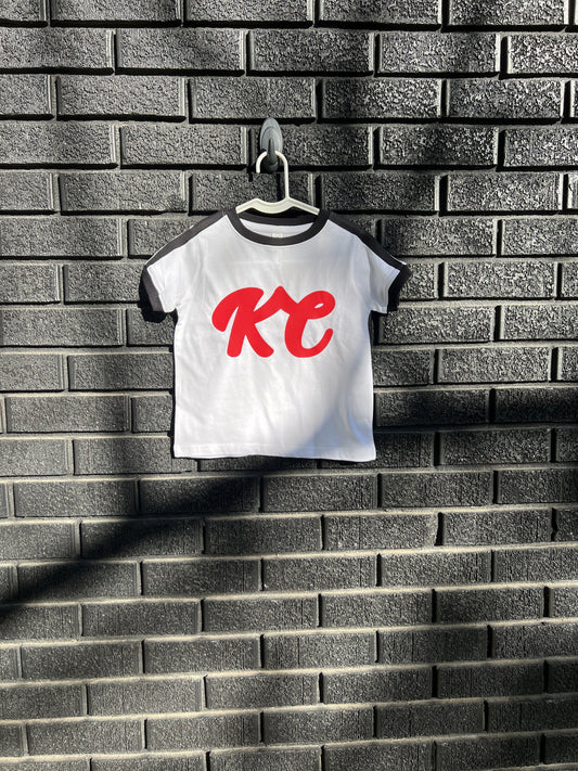 Toddler Retro Block KC High Five Ringer Tee | Made in Kansas City | Vintage Retro | Limited Edition T-Shirt | Soft! | 2T 3T 4T