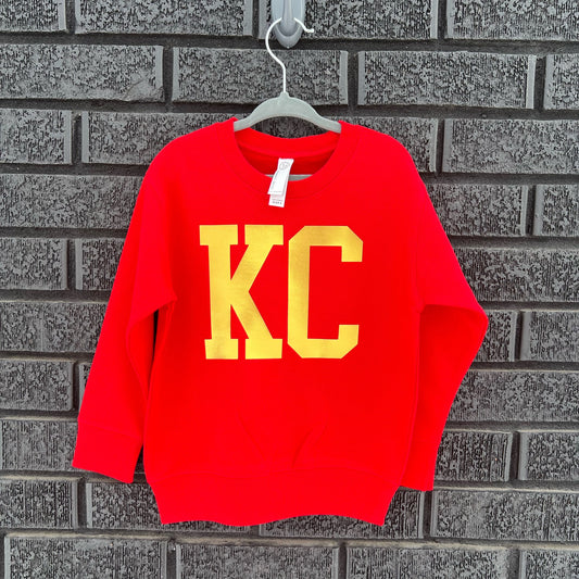 MADE IN KC Big Block Kansas City Toddler Arrowhead Red Sweatshirt Long & Short Sleeve T-Shirt | Perfect for Game Day! | Super Soft!