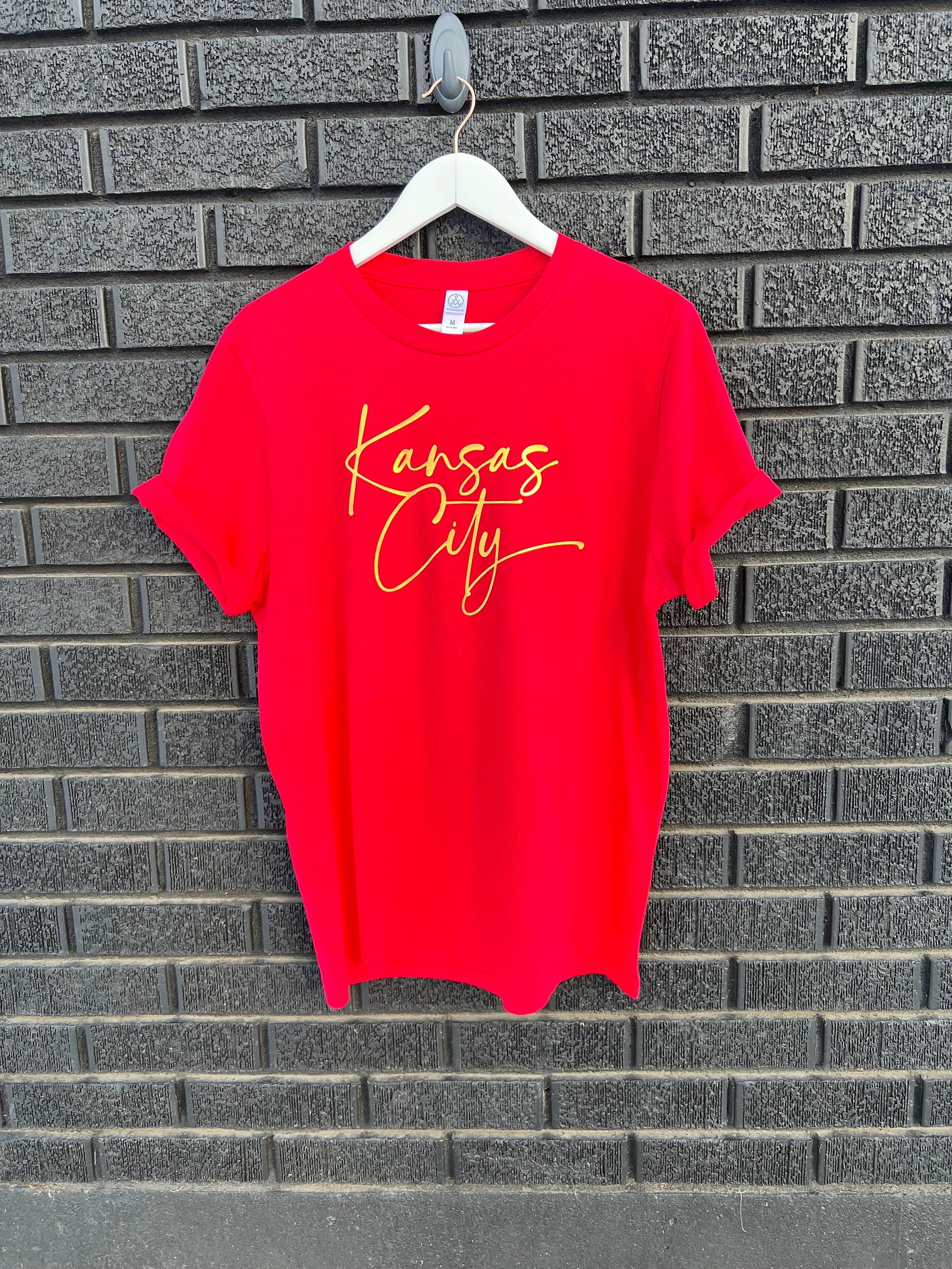 Pick Design Color Unique Signature Kansas City | Red Sweatshirt T-Shirt | Made here in KC! | Perfect for Game Day! | Soft! | Adult