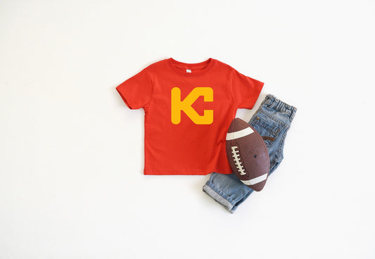 Toddler Youth Kansas City Modern Unique Block KC | Red Sweatshirt Long & Short Sleeve T-Shirt | Perfect for Game Day! | Soft!