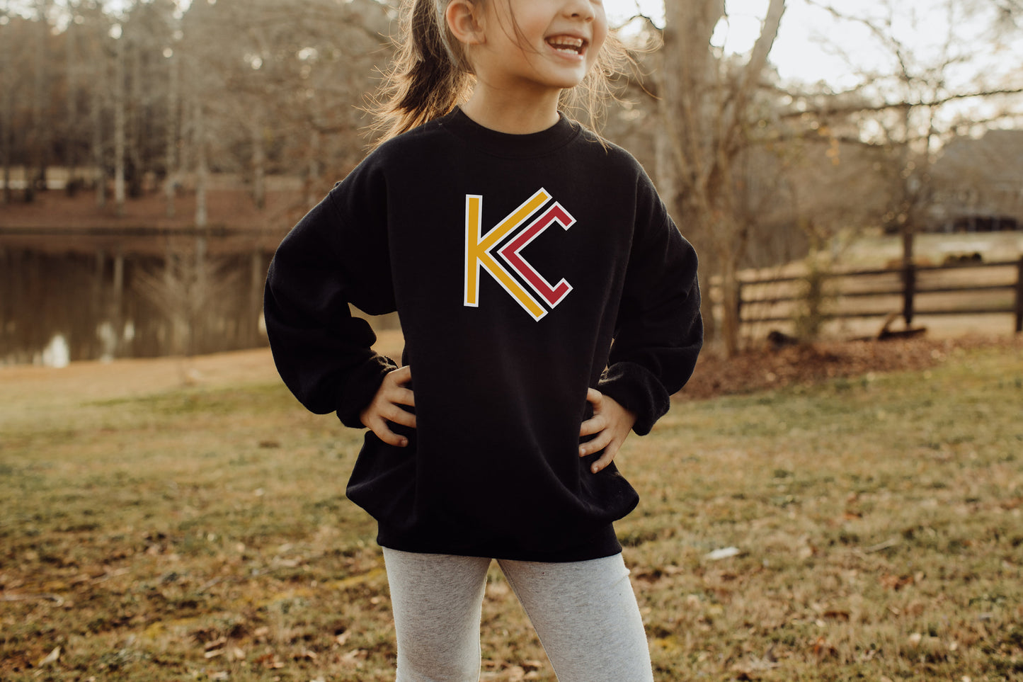 KC Modern Black Kids Sweatshirt or T-Shirt | Made in Kansas City! | Perfect for Game Day! | Soft! | Football | Design is ™ | Youth | Toddler