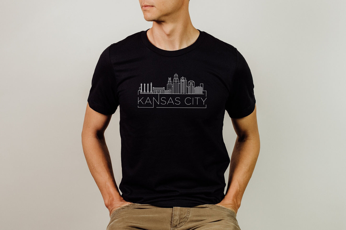 Modern Kansas City Skyline | Black T-Shirt | Made here in KC! | KC MO Pride! | Line Drawing | Soft! |