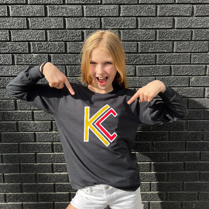 KC Modern Black Kids Sweatshirt or T-Shirt | Made in Kansas City! | Perfect for Game Day! | Soft! | Football | Design is ™ | Youth | Toddler