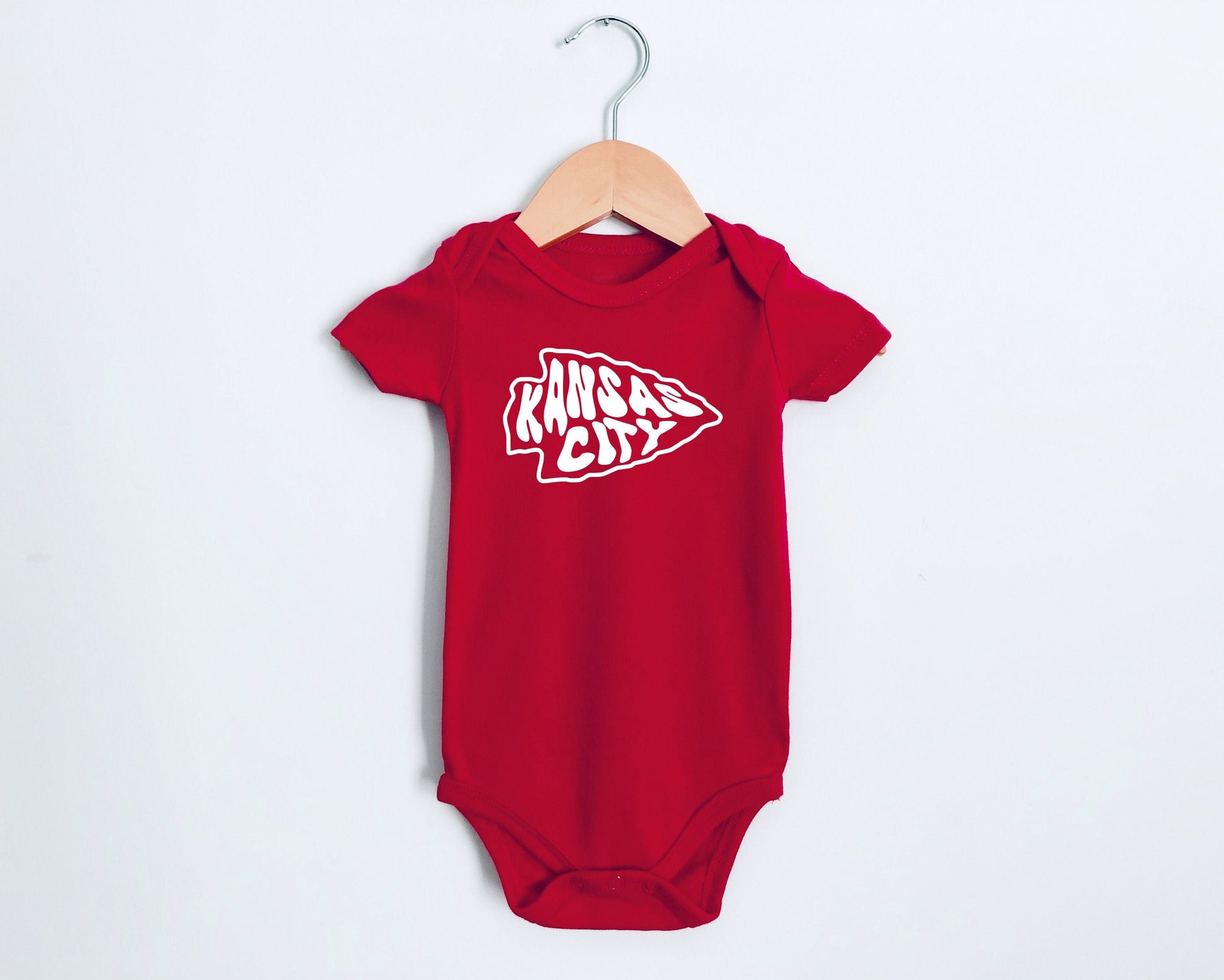 Kansas City Retro Arrowhead | Gerber onesie® brand unisex 0-24 months baby shower gift bodysuit | KC Football