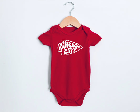 Kansas City Retro Arrowhead | Gerber onesie® brand unisex 0-24 months baby shower gift bodysuit | KC Football