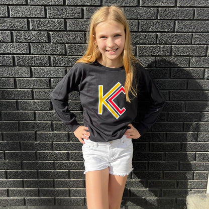 KC Modern Black Kids Sweatshirt or T-Shirt | Made in Kansas City! | Perfect for Game Day! | Soft! | Football | Design is ™ | Youth | Toddler