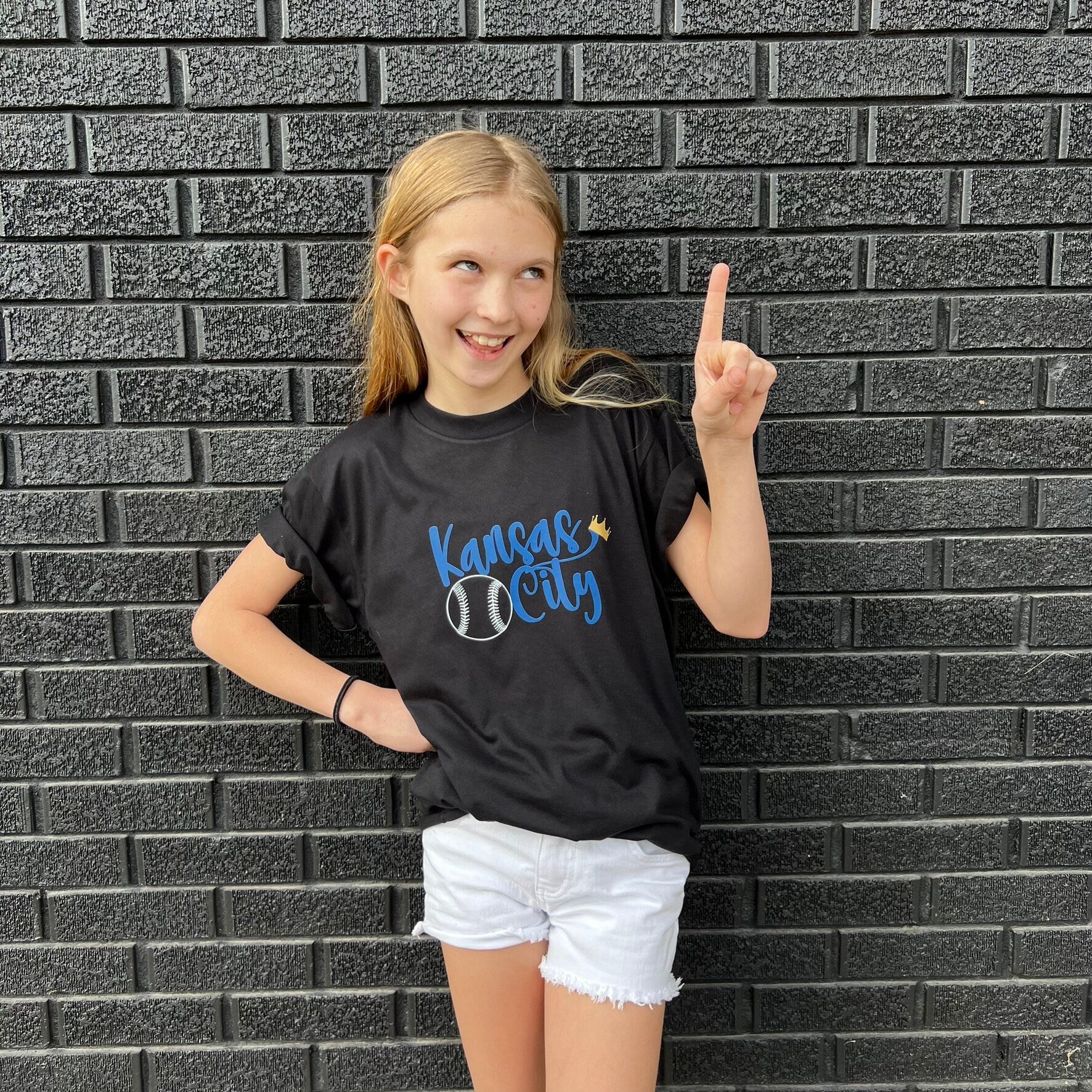 Kansas City Baseball Toddler Youth | Black Sweatshirt Long & Short Sleeve T-Shirt | Perfect for Game Day! | Soft! | Made here in KC ! Royal