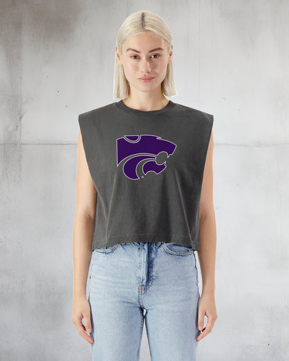 Crop Top Tank | LICENSED K-State ® | Powercat | KSU ® | cute cropped shirt | Kansas State Wildcat Fan Gift | KState Garment Dyed | Wild Cats