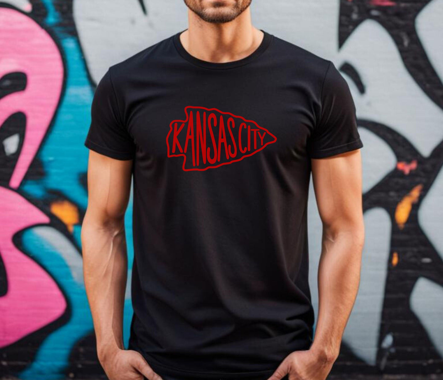 Pick Arrowhead Color | Kansas City Black T-Shirt | Made here in KC! | Perfect for Game Day! | Soft! | Arrow Head
