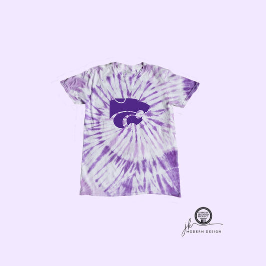 LICENSED K-State ® Tie-Dye Shirt | Powercat | KSU | Game day shirt | Gift for Kansas State Wildcat Fan | KState Tie Dye | Wild Cats | Purple