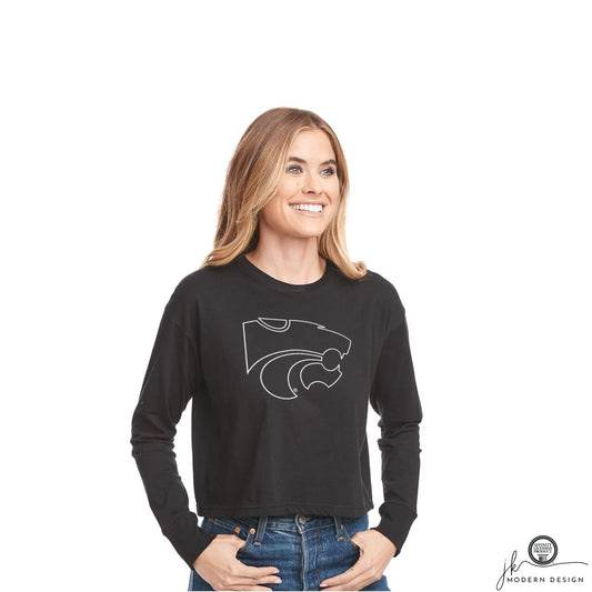 Modest Crop Top | Super soft! | K-State ® Powercat | KSU ® | cute cropped shirt | Kansas State Wildcat Gift | KState Long Sleeve | Wild Cats
