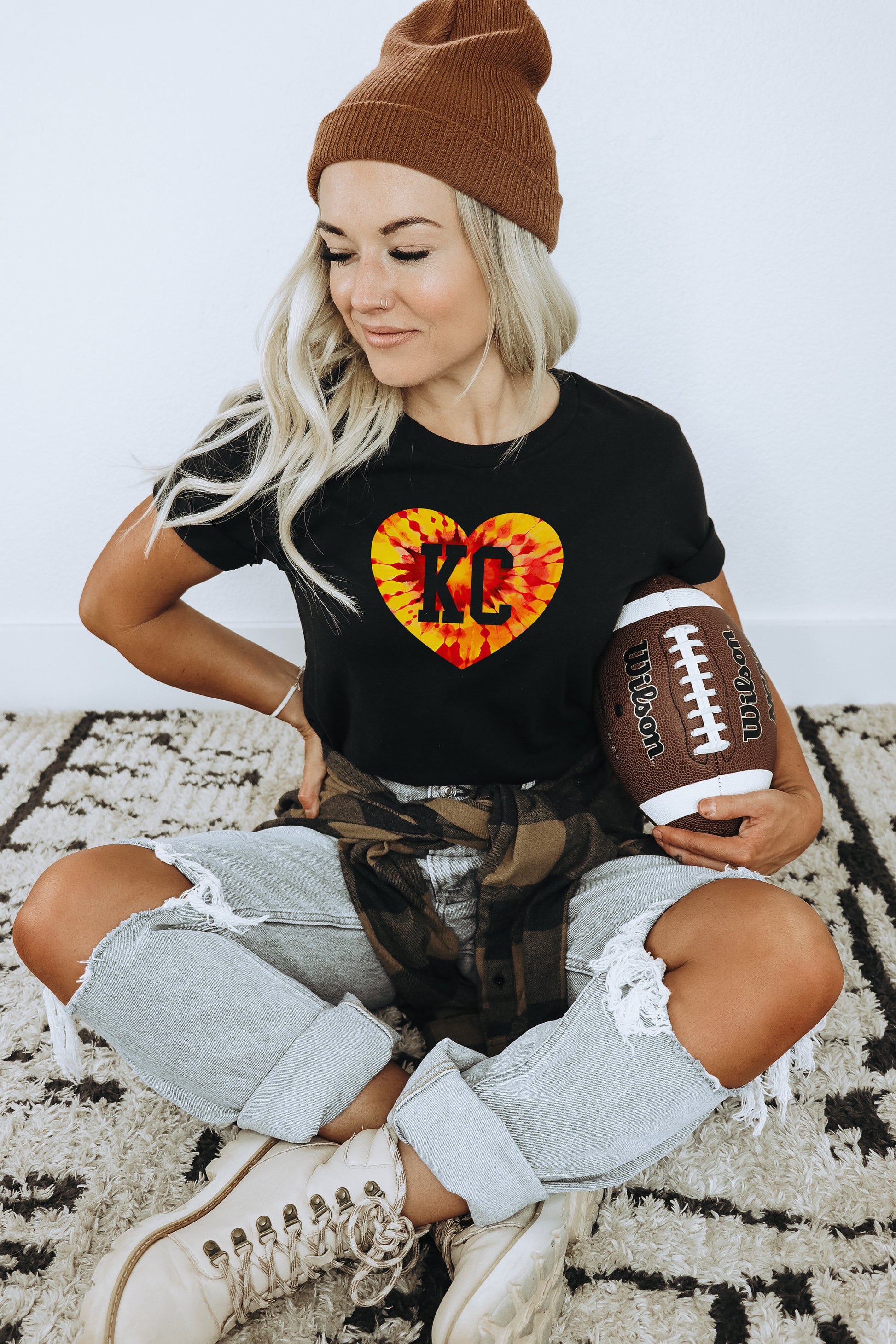 Tie Dye Retro Kansas City Heart | Black T-Shirt | Made here in KC! | Perfect for KC Football Game Day! | Arrowhead | Soft!!
