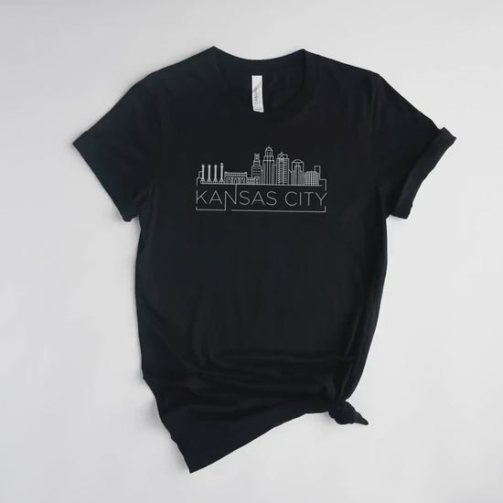 Kansas City Modern Skyline | MADE IN KC | Toddler Infant Kids Black Sweatshirt Long & Short Sleeve T-Shirt | Youth | Soft!