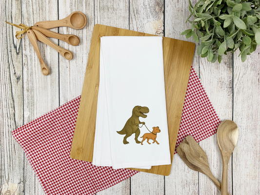 T-Rex Walking Pitbull Dog Towel