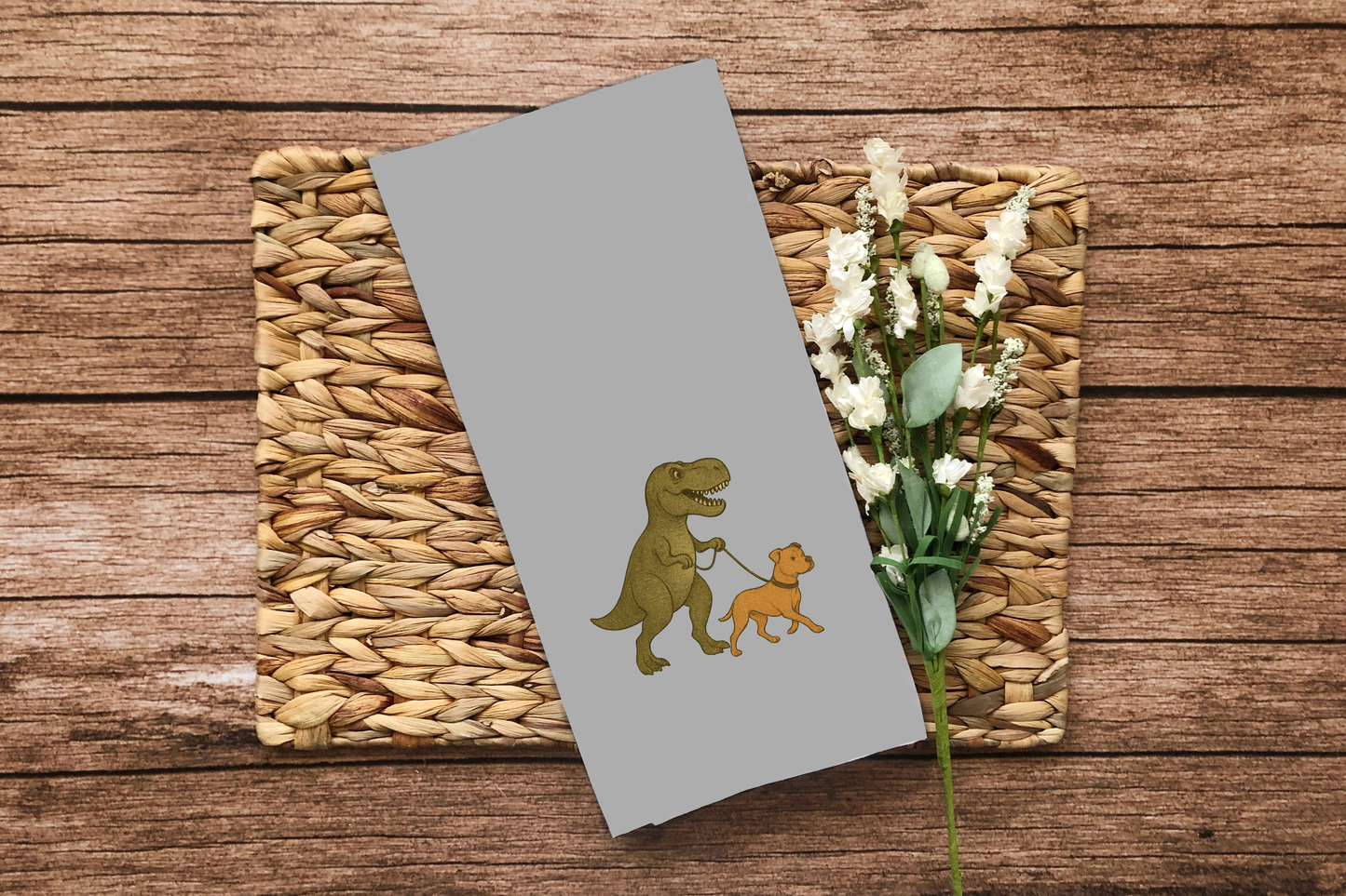 T-Rex Walking Pitbull Dog Towel