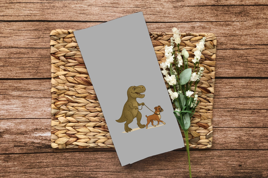 T-Rex Walking Boxer Dog Towel