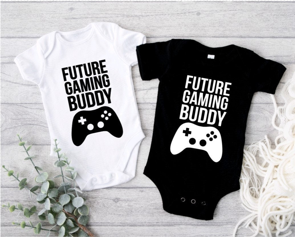 future gaming buddy buddies Gerber ONESIE® brand unisex onesie 6-9 3-6 0-3 months funny onesie bodysuit unixsex baby pregnancy announcement
