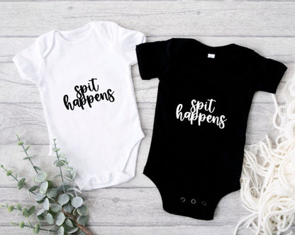 Schitt's Creek Gerber ONESIE® brand 0-3, 3-6 & 6-9 months baby shower gift Moira Rose Jocelyn Schitt Quote bodysuit unisex Spit Happens!