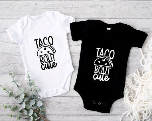 Taco Bout Cute! Gerber ONESIE® brand unisex 0-3, 6-9 & 3-6 months funny baby shower gift bodysuit