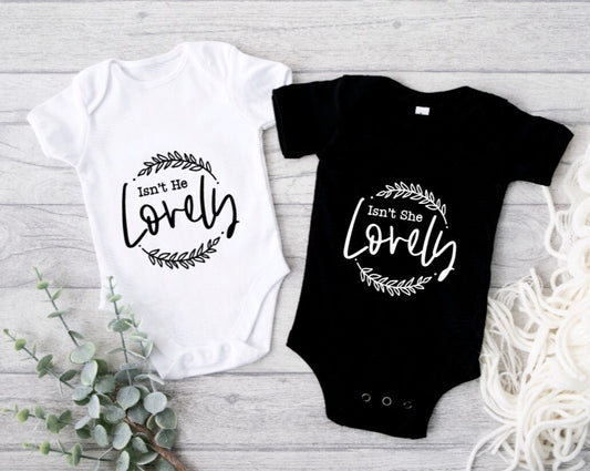 Isn't She He Lovely Gerber ONESIE® brand unisex 0-3, 6-9 & 3-6 months baby pregnancy announcement bodysuit Custom