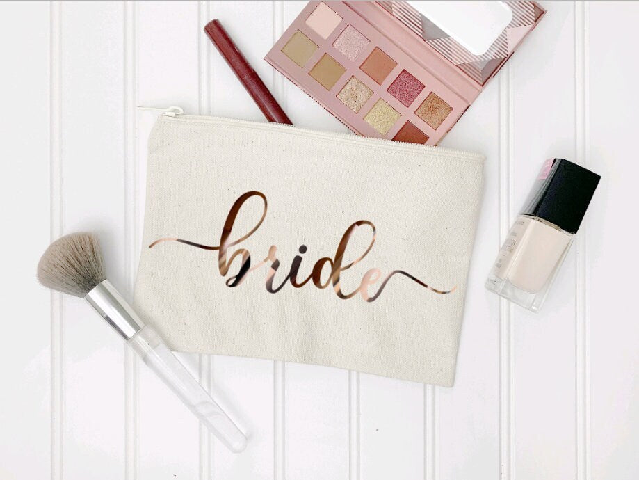 Custom | Personalized | Cosmetics | Makeup Canvas Bag | Bridesmaid Proposal Gift | Party Favors | Pencil Case