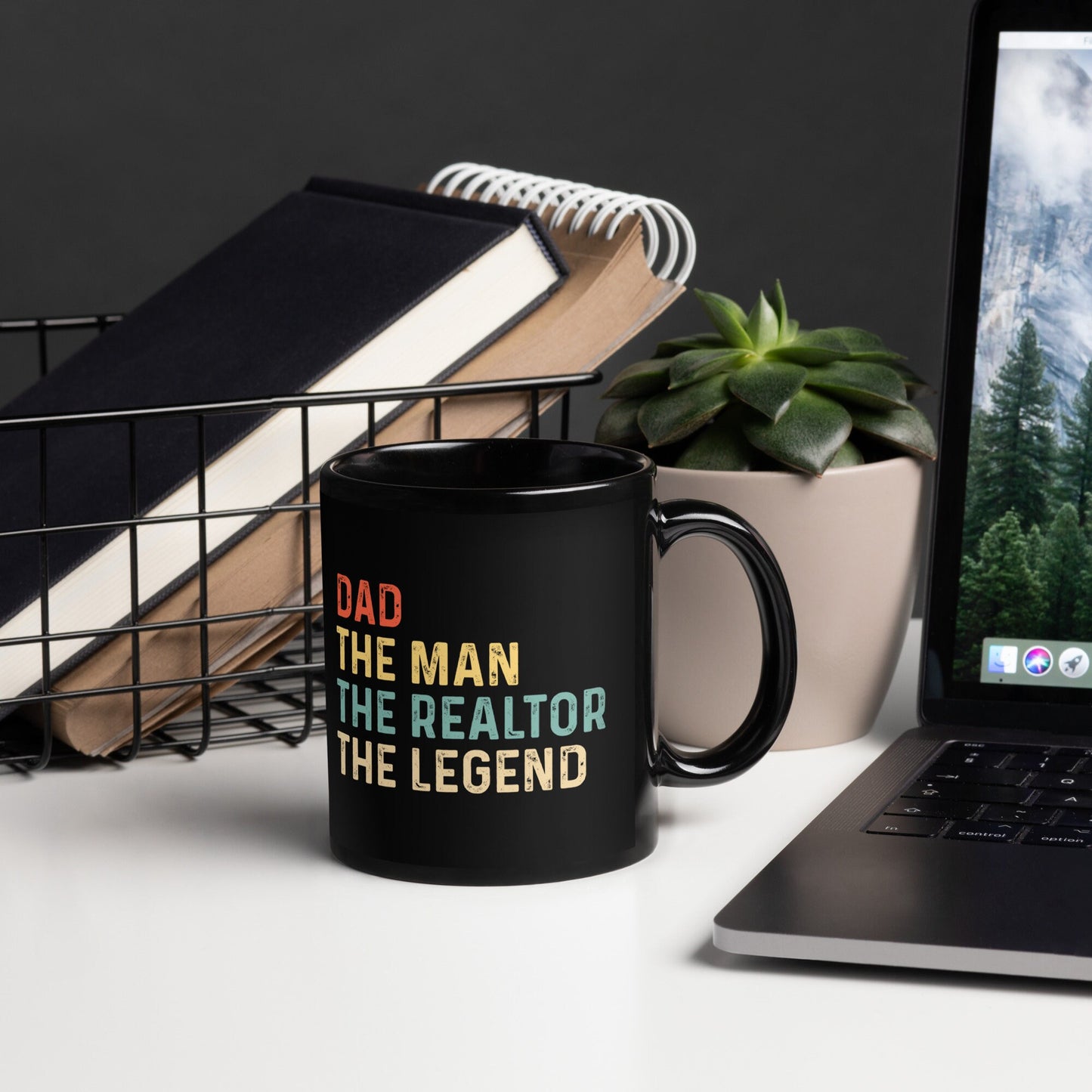 Dad | The Man | The Realtor | The Legend | REALTOR | Real Estate Agent Father&#39;s Day Gift | Black Glossy Mug 11 & 15oz