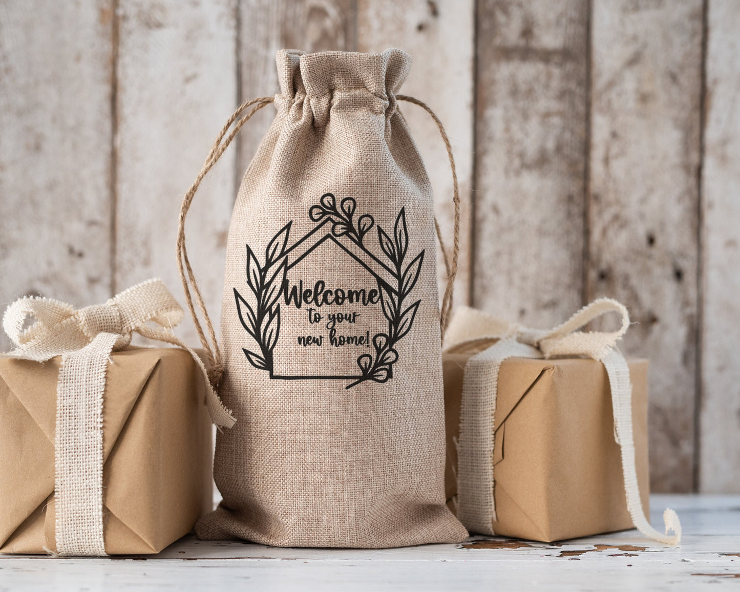 Welcome to Your New Home | Custom wine / liquor gift bags | realtors closing gift housewarming buyers sellers | welcome