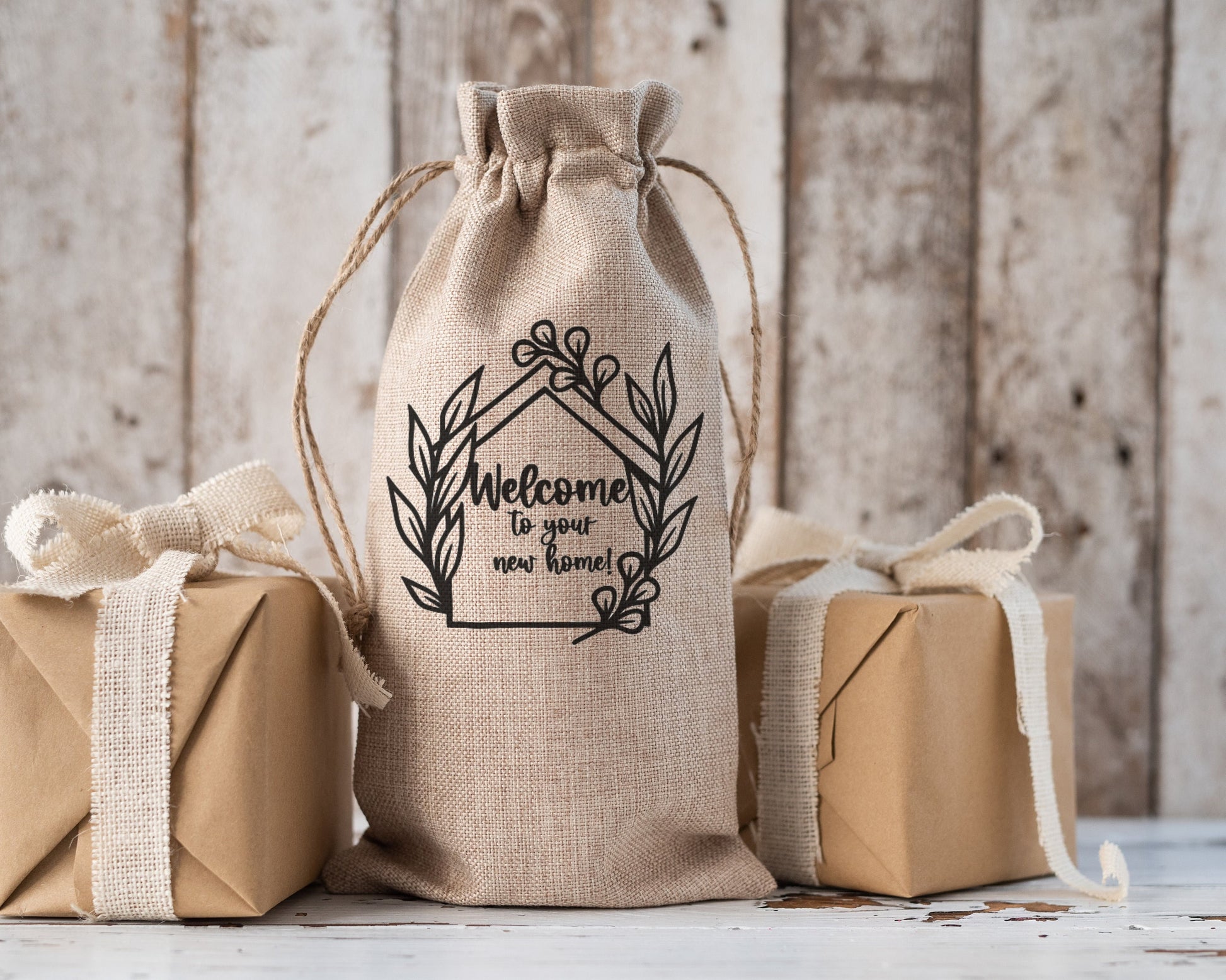 Welcome to Your New Home | Custom wine / liquor gift bags | realtors closing gift housewarming buyers sellers | welcome