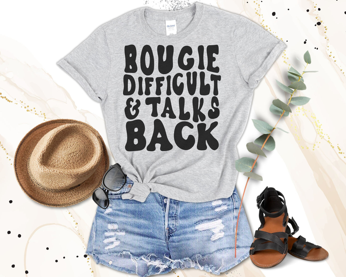 Bougie, Difficult, and Talks Back! | Unisex T-Shirt | Gifts for Her | Friend Sister Girlfriend Wife Gift |