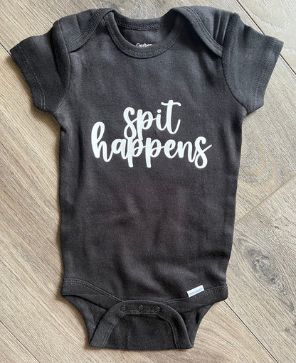 Schitt's Creek Gerber ONESIE® brand 0-3, 3-6 & 6-9 months baby shower gift Moira Rose Jocelyn Schitt Quote bodysuit unisex Spit Happens!