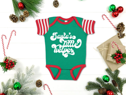 Santa's Little Helper | Retro Christmas | Gerber ONESIE® Brand unisex 3-6, 18-24 & 9-12 months baby bodysuit Christmas Outfit / Gift